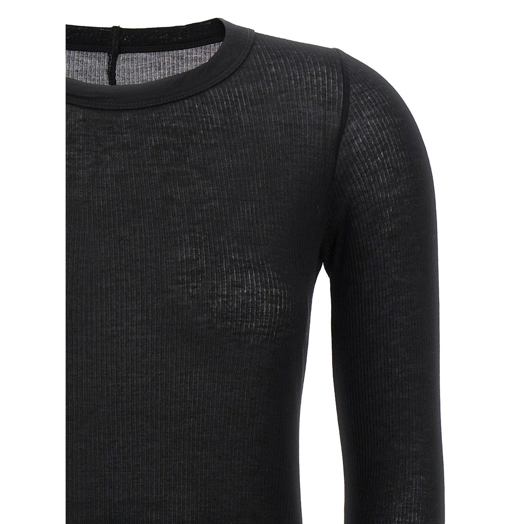 Rick Owens Black Viscose Long Sleeve T-Shirt