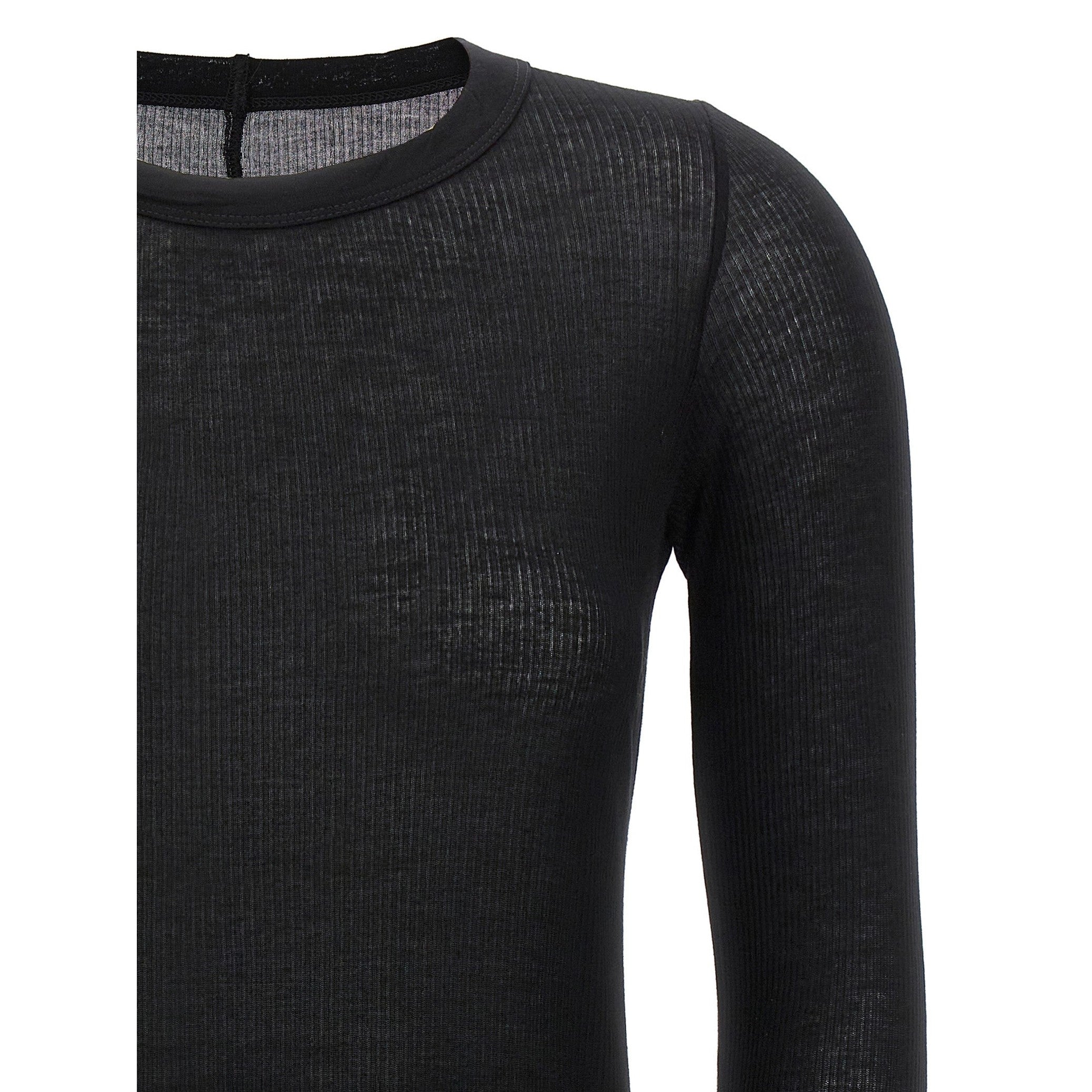 Rick Owens Black Viscose Long Sleeve T-Shirt