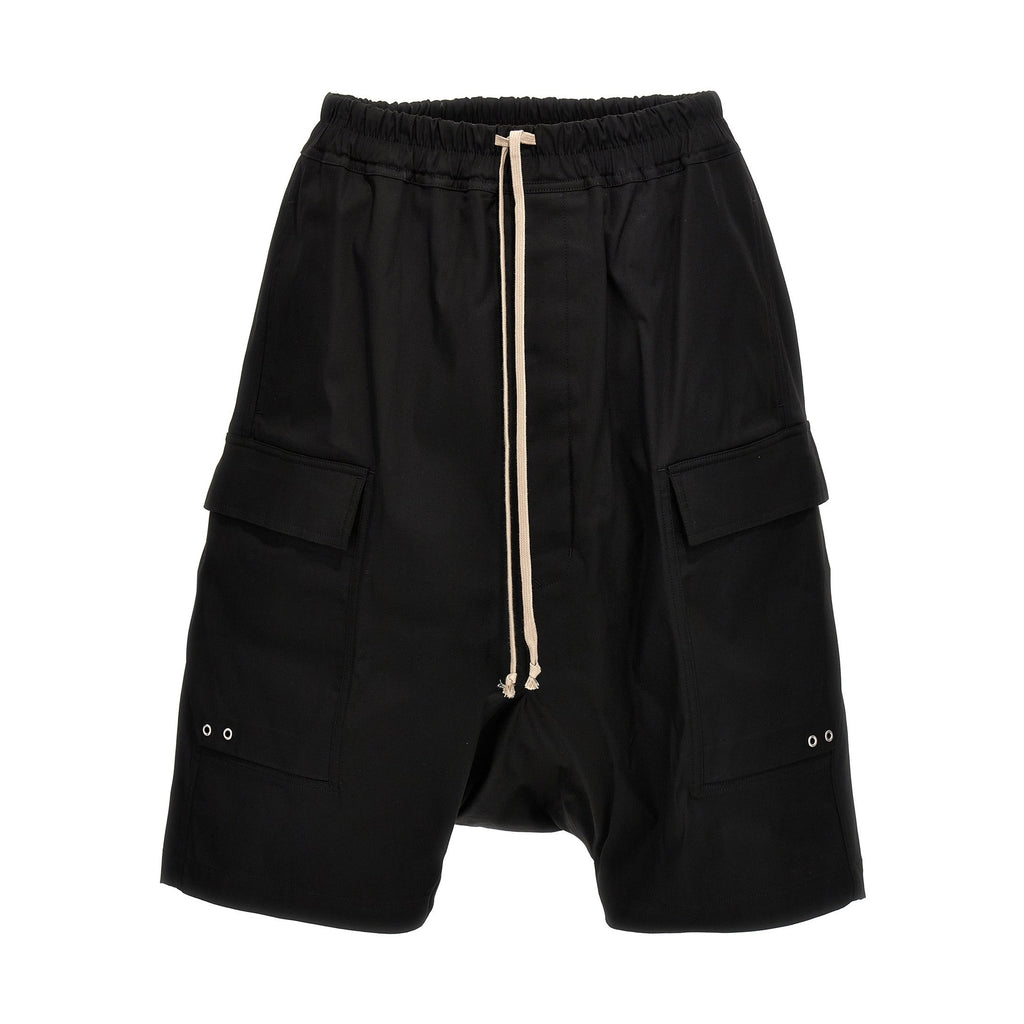 Rick Owens Black Cotton Bermuda Shorts