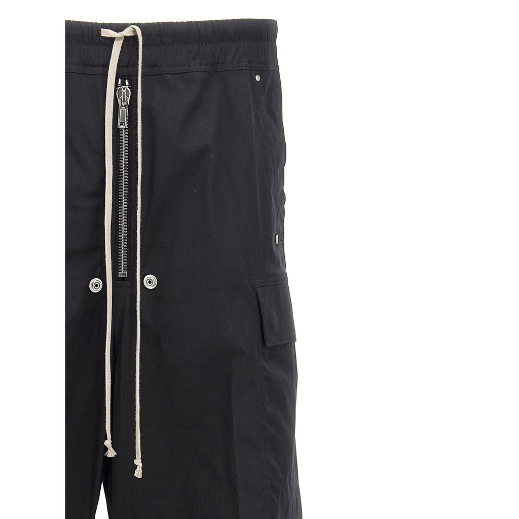 Rick Owens Black Cotton Cargo Pants