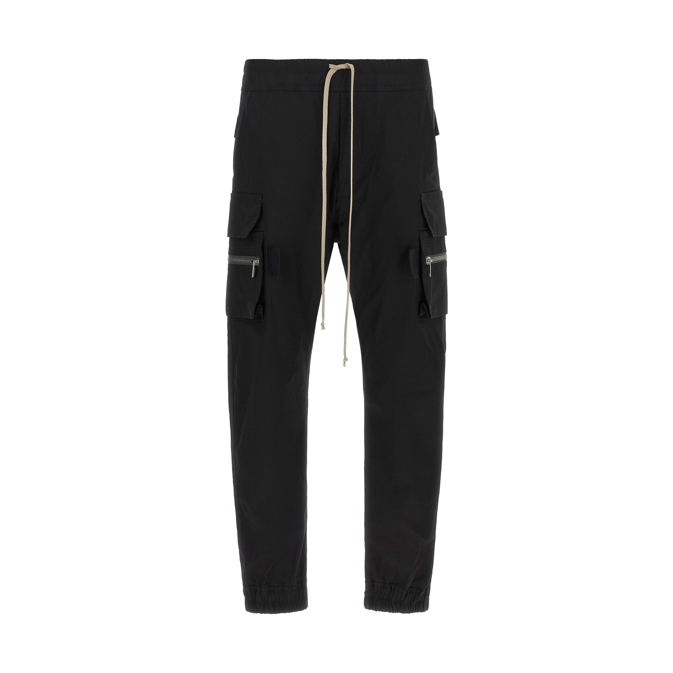 Rick Owens Black Cotton Cargo Pants