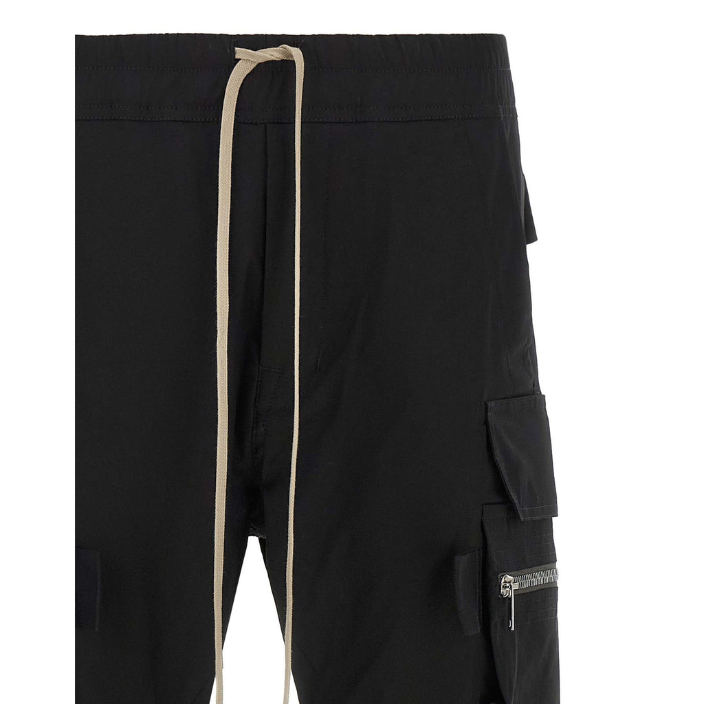 Rick Owens Black Cotton Cargo Pants