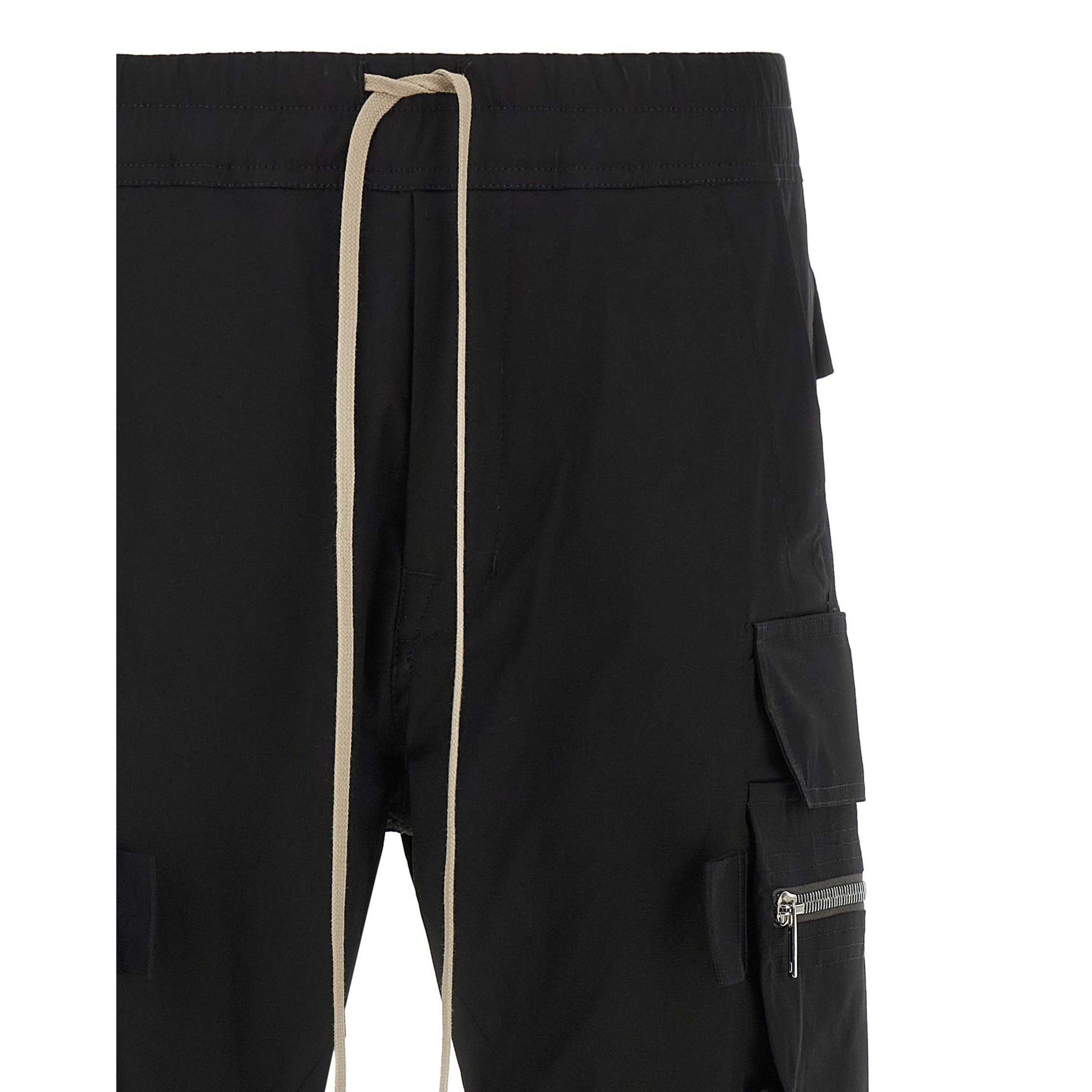 Rick Owens Black Cotton Cargo Pants