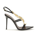 Giuseppe Zanotti Black Calf Leather Bos Taurus Stiletto Heel Sandals