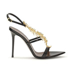 Giuseppe Zanotti Black Calf Leather Bos Taurus Stiletto Heel Sandals