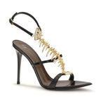 Giuseppe Zanotti Black Calf Leather Bos Taurus Stiletto Heel Sandals