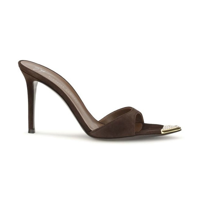 Giuseppe Zanotti Brown Calf Leather Bos Taurus Stiletto Heel Sandals