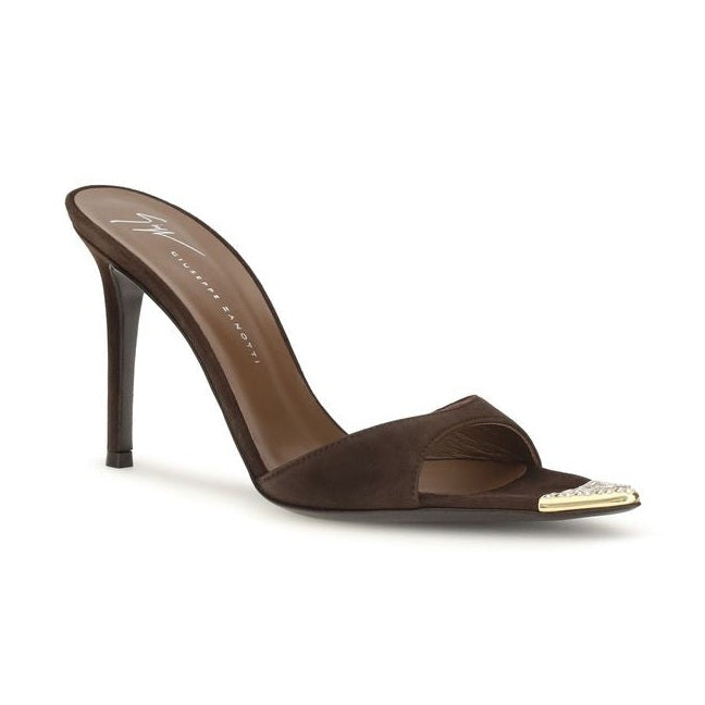 Giuseppe Zanotti Brown Calf Leather Bos Taurus Stiletto Heel Sandals