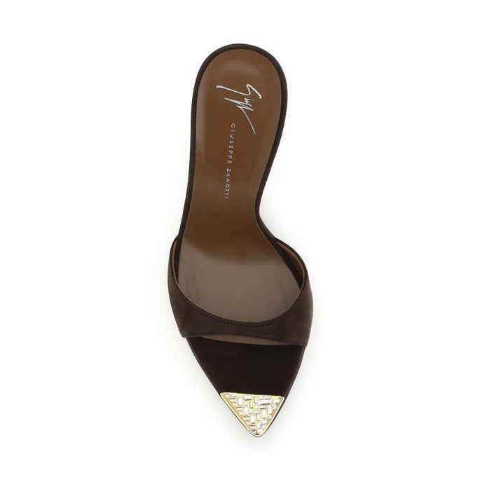 Giuseppe Zanotti Brown Calf Leather Bos Taurus Stiletto Heel Sandals