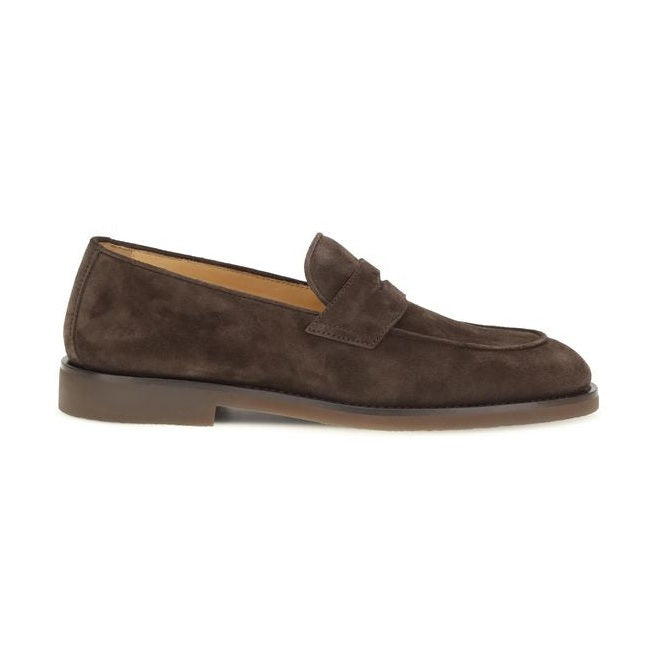 Brunello Cucinelli Brown Calf Leather Bos Taurus Slip-On Loafers