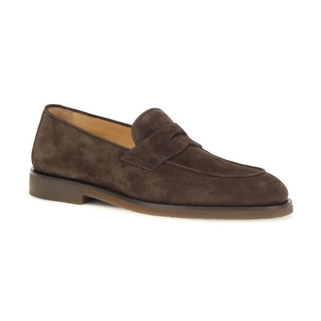 Brunello Cucinelli Brown Calf Leather Bos Taurus Slip-On Loafers