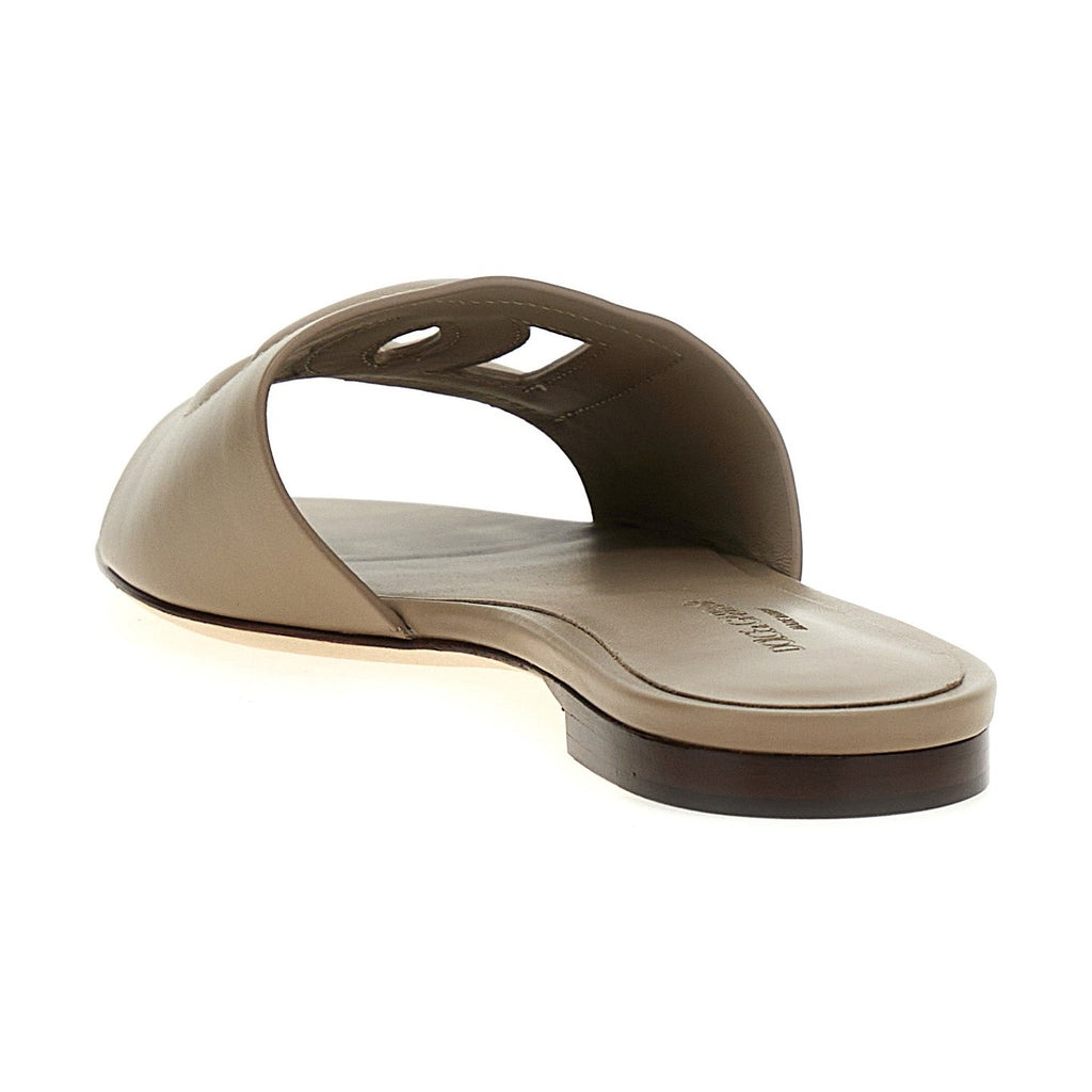 Dolce & Gabbana Gray Calfskin Slides