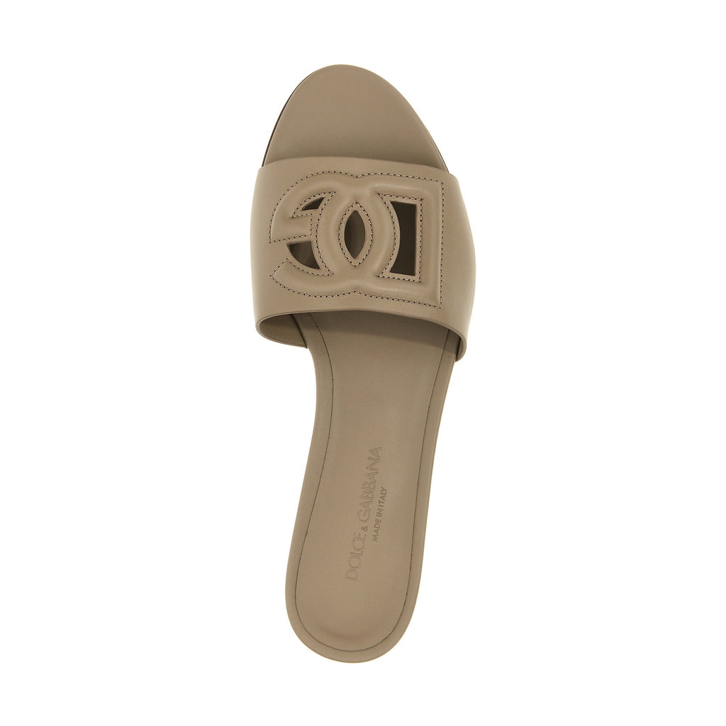Dolce & Gabbana Gray Calfskin Slides