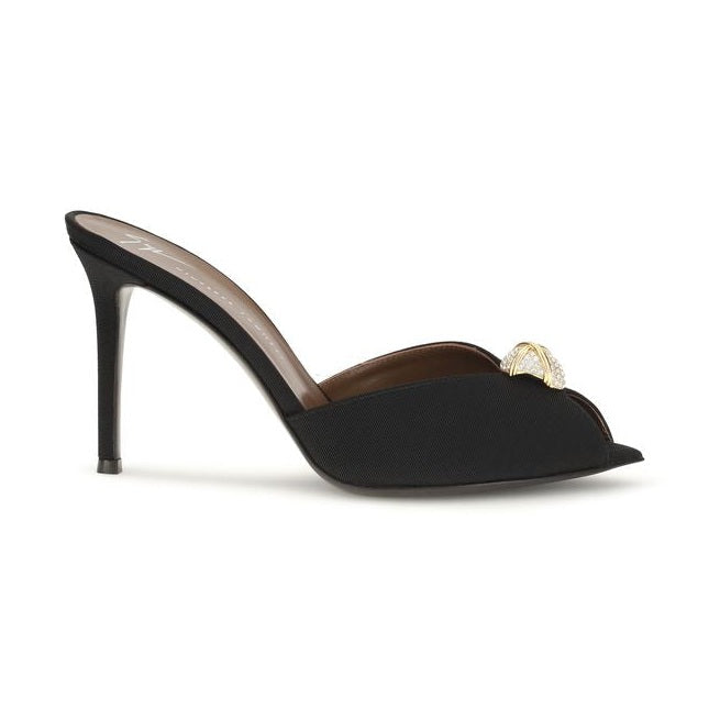 Giuseppe Zanotti Black Calf Leather Bos Taurus Stiletto Heel Sandals