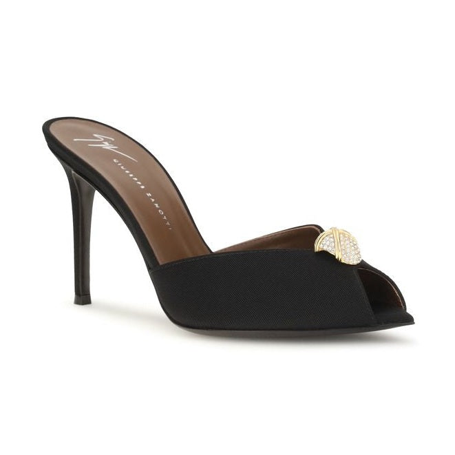 Giuseppe Zanotti Black Calf Leather Bos Taurus Stiletto Heel Sandals