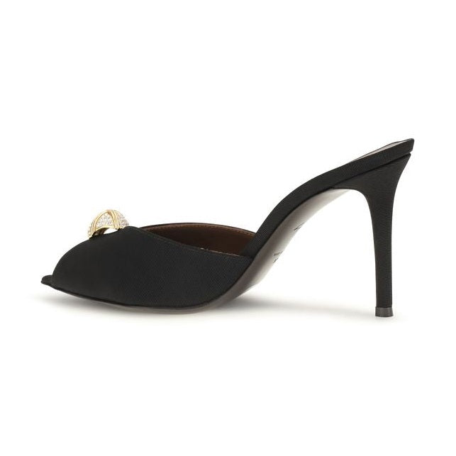 Giuseppe Zanotti Black Calf Leather Bos Taurus Stiletto Heel Sandals