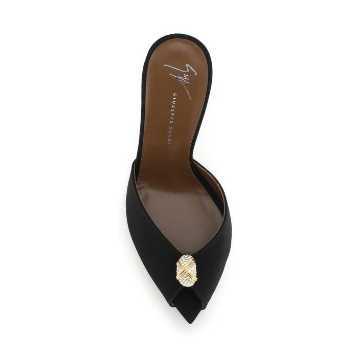 Giuseppe Zanotti Black Calf Leather Bos Taurus Stiletto Heel Sandals