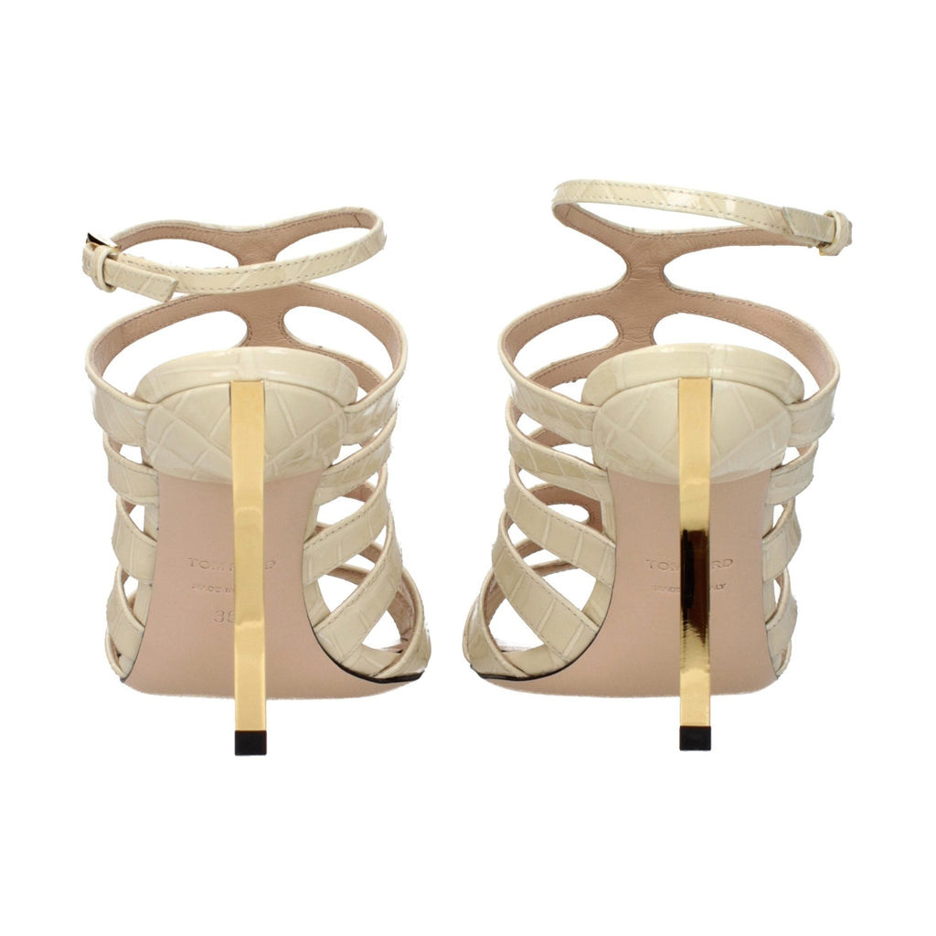 Tom Ford Beige Leather Stiletto Heel Sandals