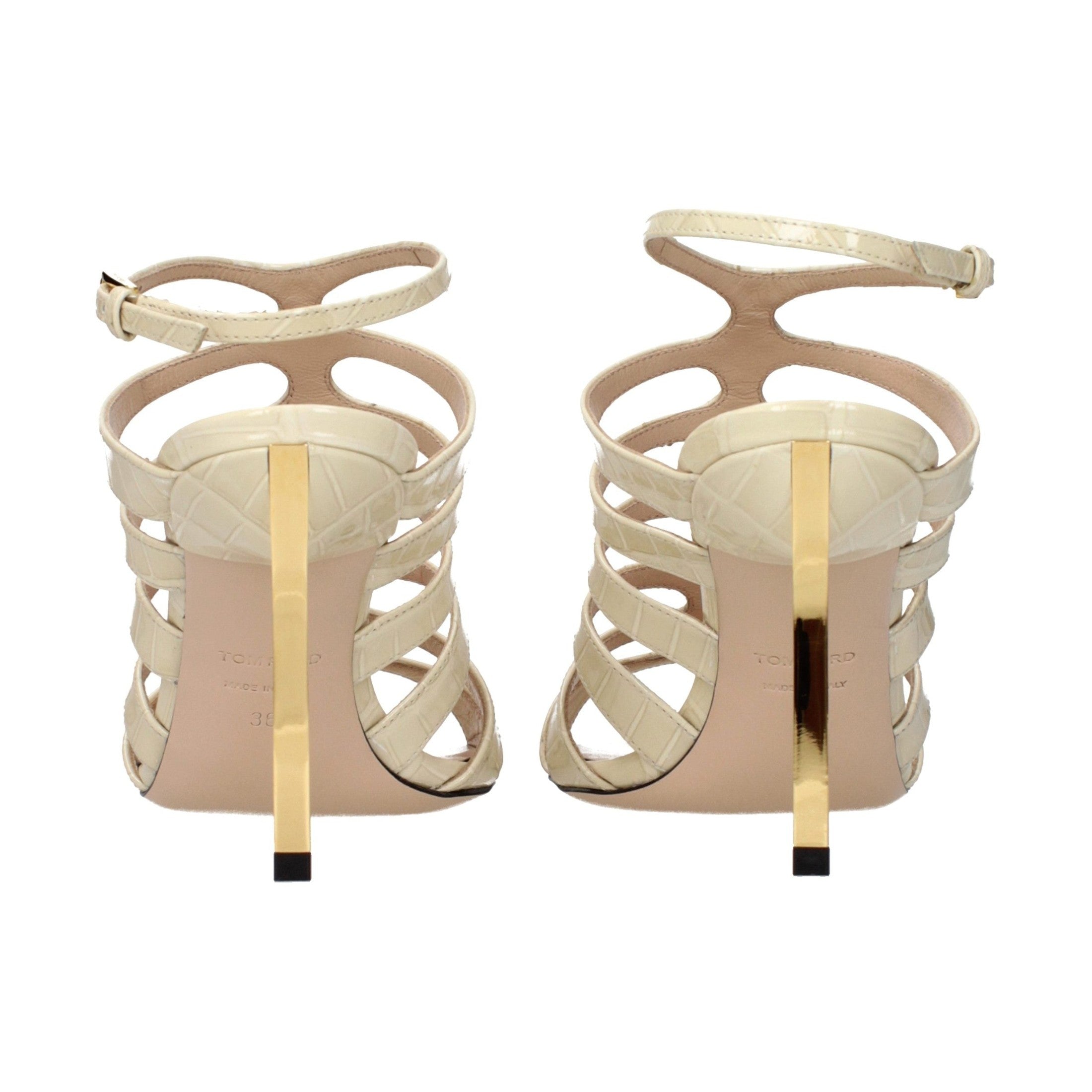 Tom Ford Beige Leather Stiletto Heel Sandals