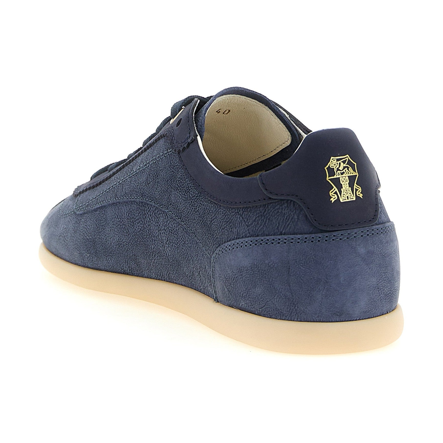 Brunello Cucinelli Blue Calfskin Low Top Sneakers