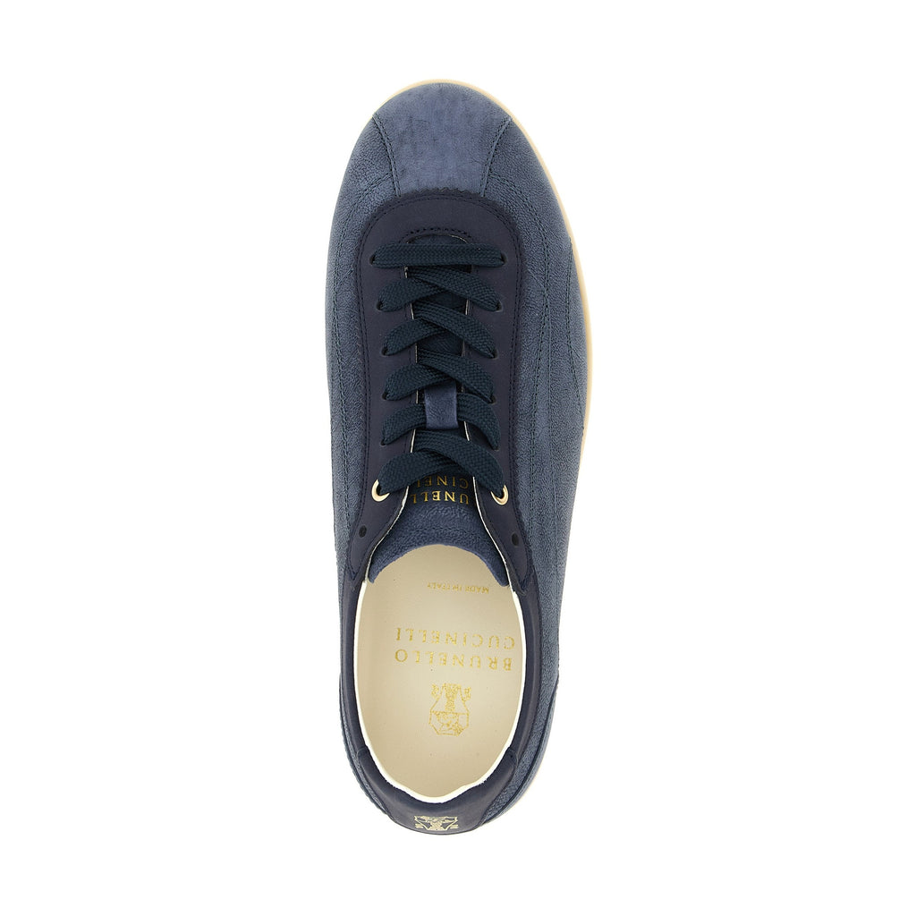 Brunello Cucinelli Blue Calfskin Low Top Sneakers