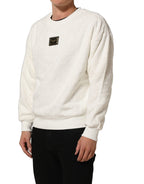 White LogoPlaque CrewNeck Sweatshirt Sweater