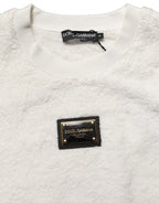 White LogoPlaque CrewNeck Sweatshirt Sweater