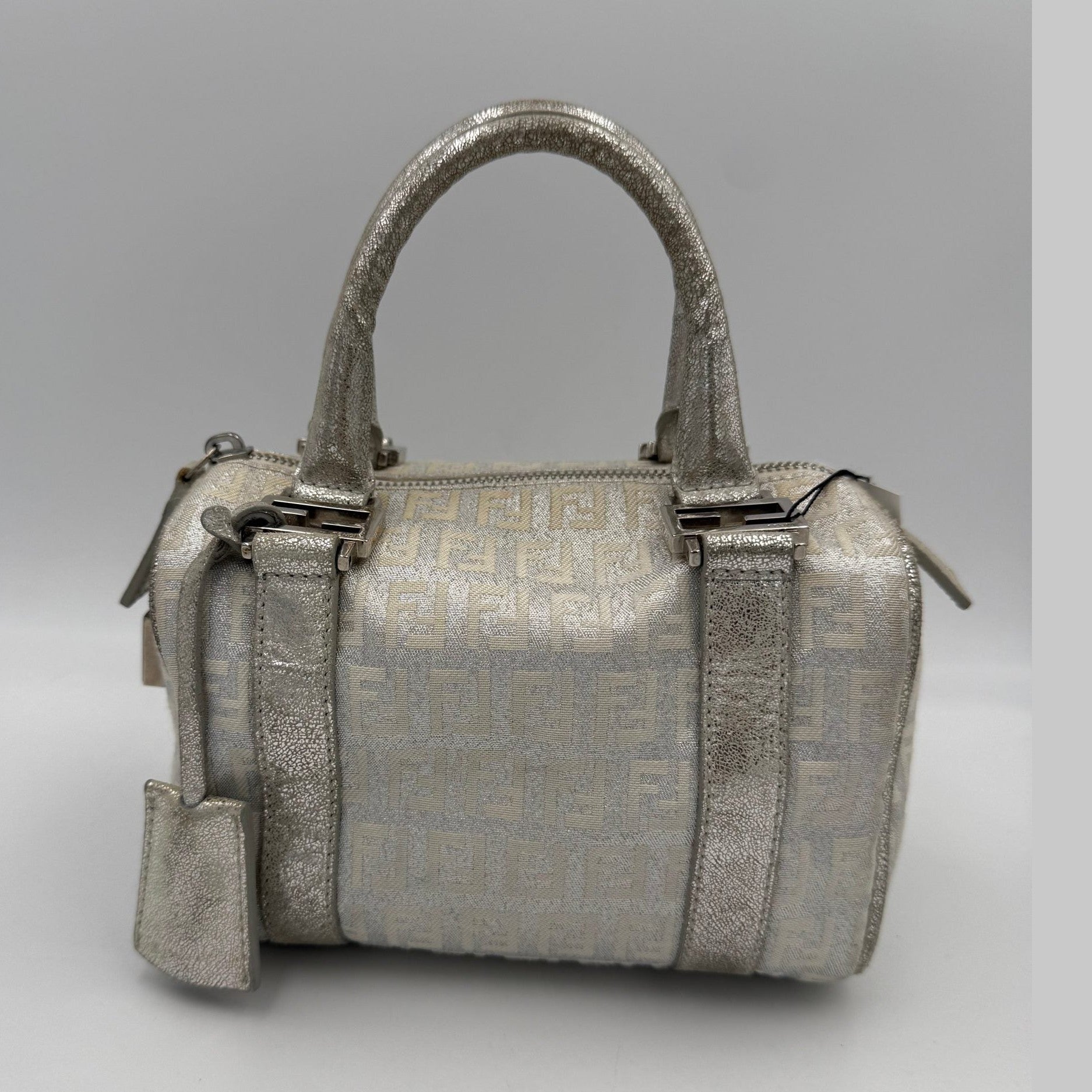 Fendi FENDI Mini Bauletto FF Zucchino Laminated Handbag