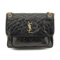Saint Laurent Black Calf Leather Bos Taurus Shoulder Bag