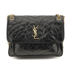 Saint Laurent Black Calf Leather Bos Taurus Shoulder Bag