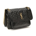 Saint Laurent Black Calf Leather Bos Taurus Shoulder Bag