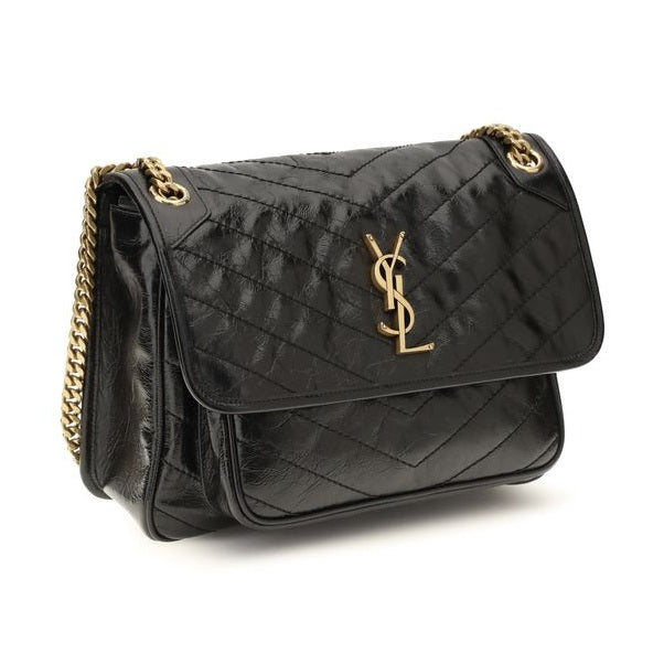 Saint Laurent Black Calf Leather Bos Taurus Shoulder Bag