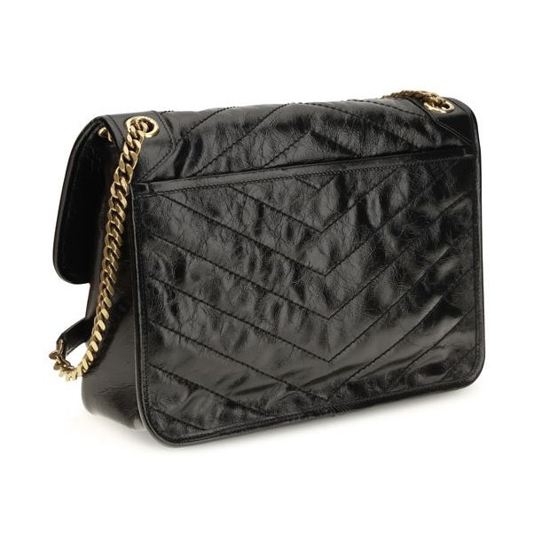 Saint Laurent Black Calf Leather Bos Taurus Shoulder Bag