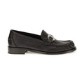 Ferragamo Black Calf Leather Bos Taurus Slip-On Loafers