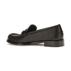Ferragamo Black Calf Leather Bos Taurus Slip-On Loafers