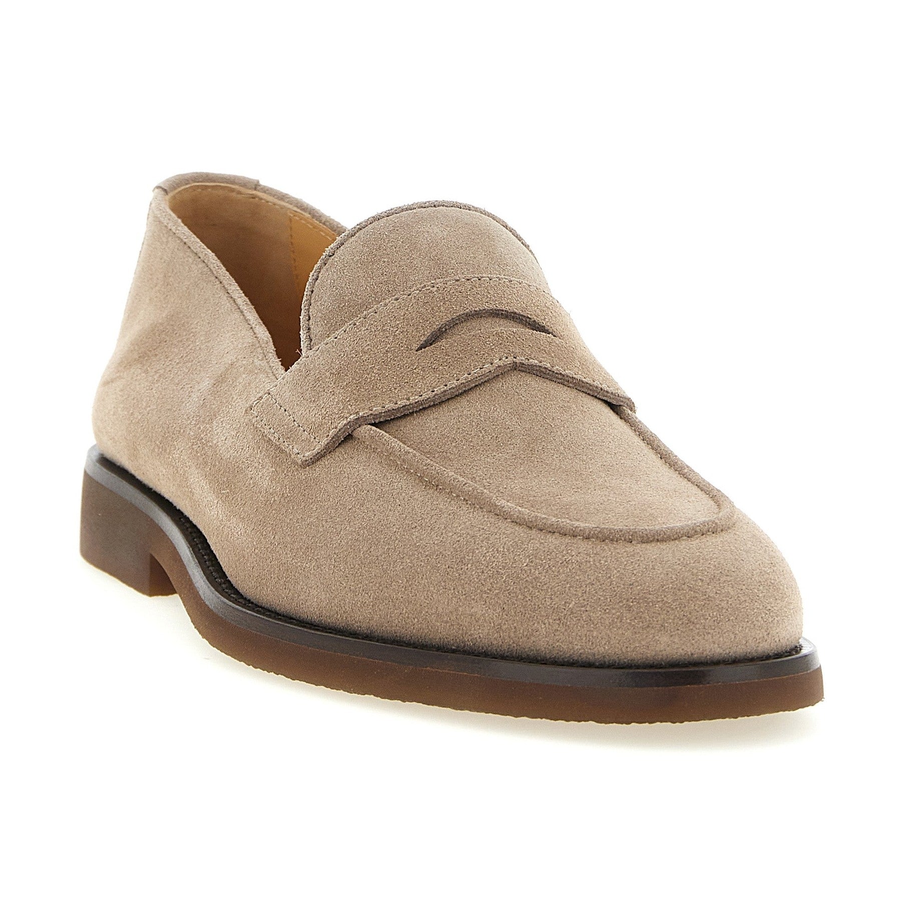 Brunello Cucinelli Gray Calfskin Slip-On Loafers