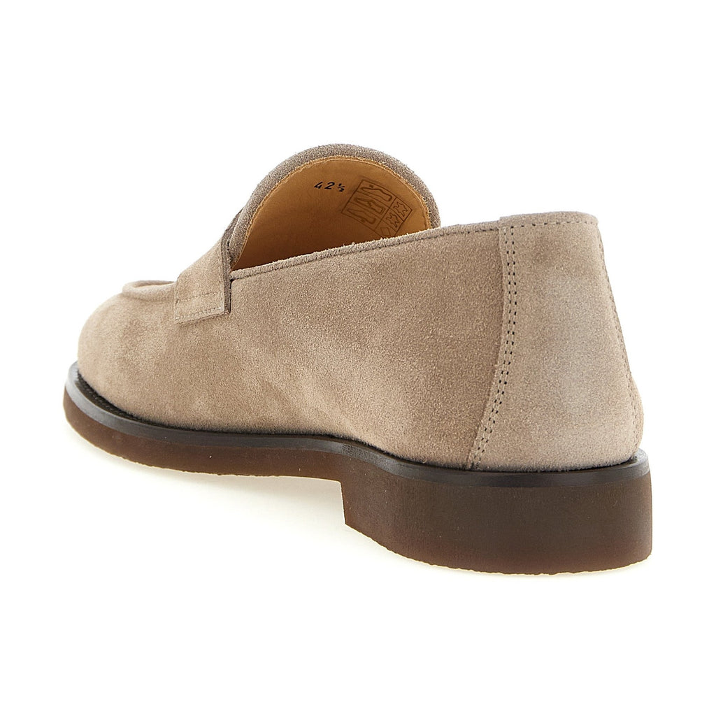 Brunello Cucinelli Gray Calfskin Slip-On Loafers