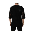 Dolce & Gabbana Black Cotton Floral Lace Crew Neck T-shirt