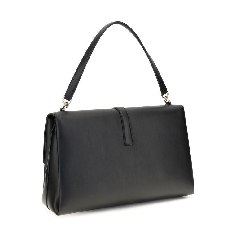 Ferragamo Black Calf Leather Bos Taurus Shoulder Bag
