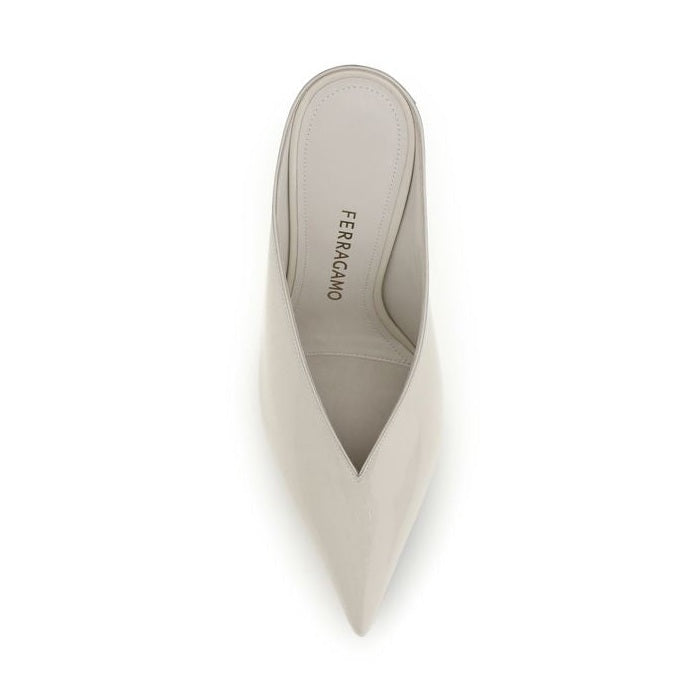 Ferragamo Beige Calf Leather Bos Taurus Mules