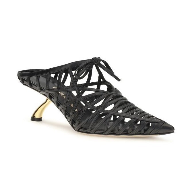 Ferragamo Black Calf Leather Bos Taurus Mules