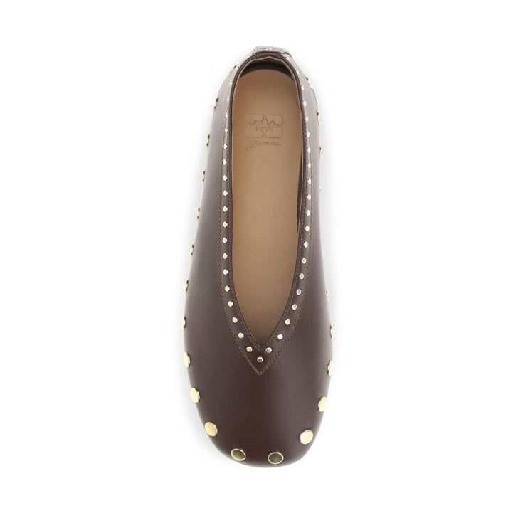 Ganni Brown Cotton Ballet Flats