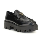Prada Black Calf Leather Bos Taurus Slip-On Loafers