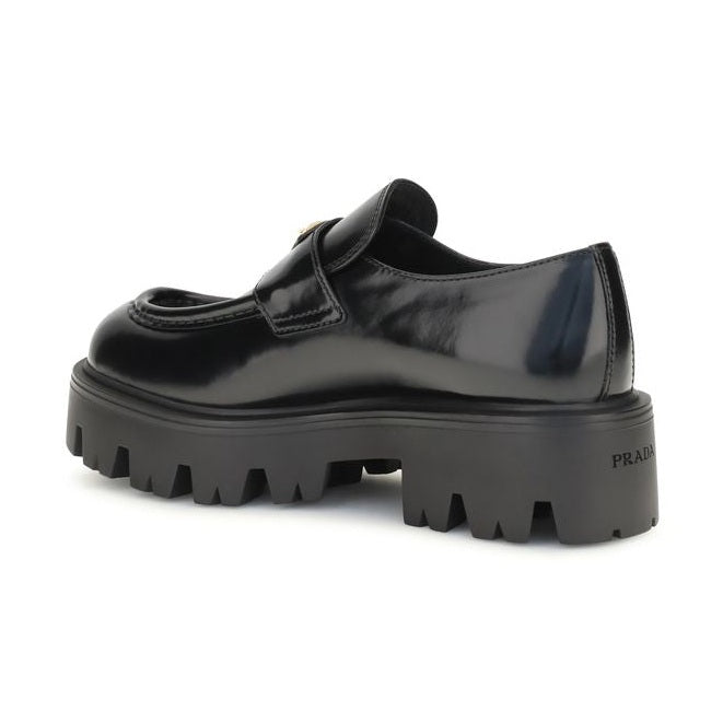 Prada Black Calf Leather Bos Taurus Slip-On Loafers