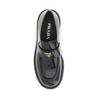 Prada Black Calf Leather Bos Taurus Slip-On Loafers
