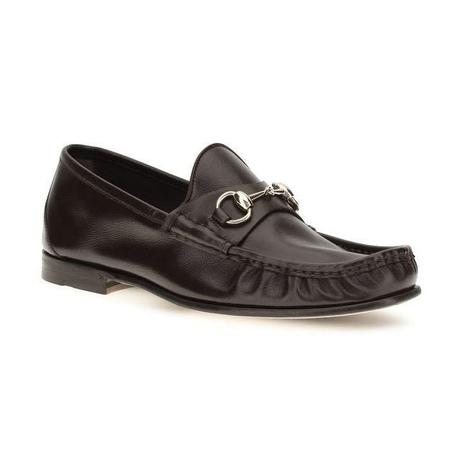 Gucci Brown Calf Leather Bos Taurus Slip-On Loafers