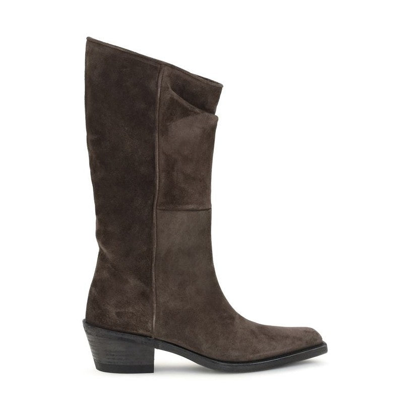 Khaite Brown Leather Ankle Boots