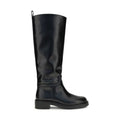 Stuart Weitzman Black Calf Leather Bos Taurus Flat Boots