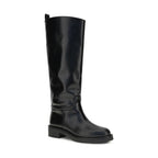 Stuart Weitzman Black Calf Leather Bos Taurus Flat Boots
