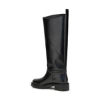 Stuart Weitzman Black Calf Leather Bos Taurus Flat Boots